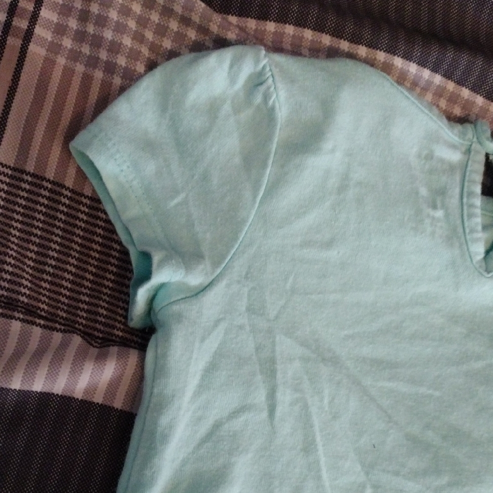 Girls' Aqua Ruffle Neck Top with Pink Dino Shorts - Picture 12 of 13